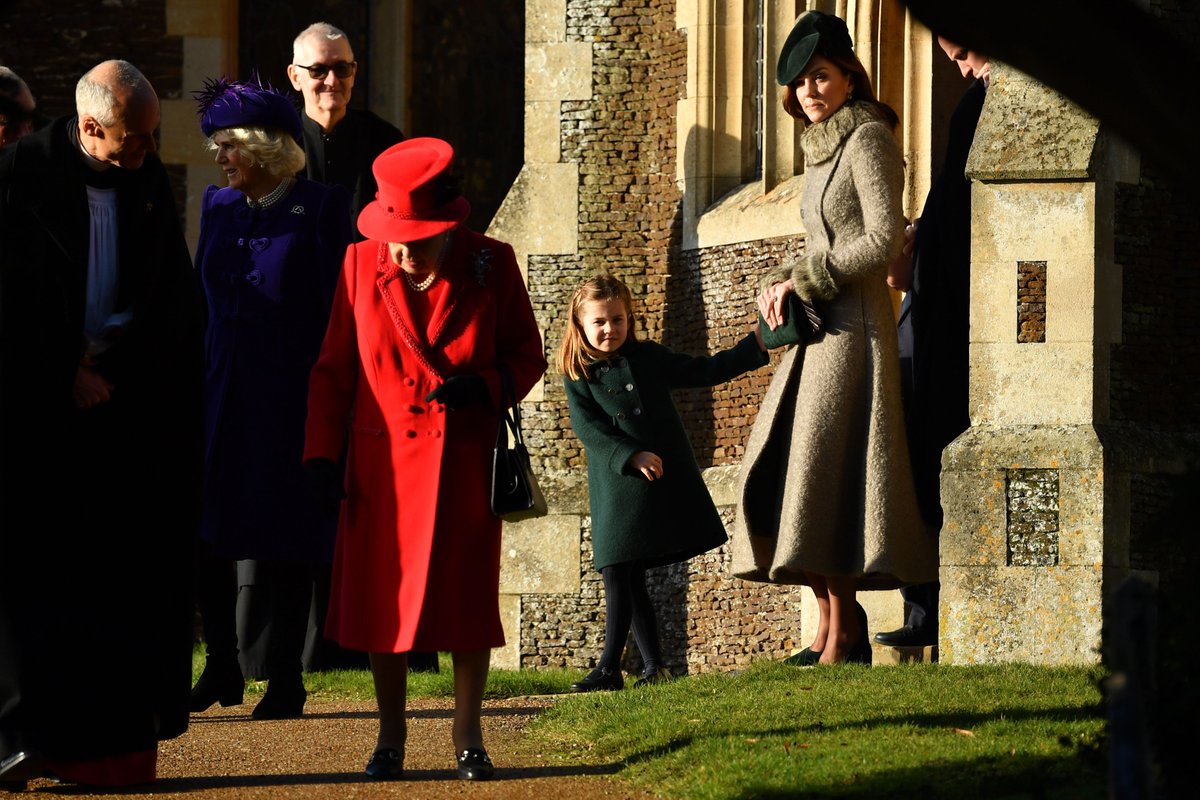 InStyle's tweet image. Merry Christmas from the Royal Family! Prince George and Princess Charlotte joined their parents, the Duke and Duchess of Cambridge for services in Sandringham this year. 🎄