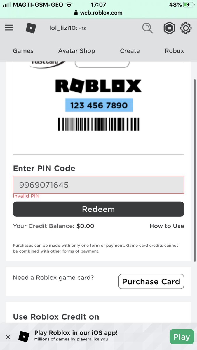 Keep Getting Invalid Pin On Our Code Roblox Free Robux