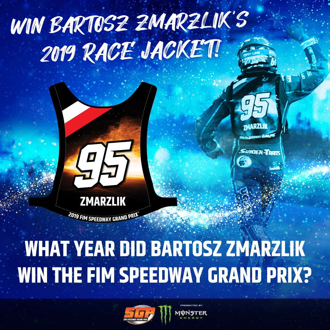 SpeedwayGP's tweet photo. 🚨 WIN! 🚨

It’s the FINAL DAY of our ‘12 Days of Christmas’ competition 🔥 You can win @BartekZmarzlik’s 🇵🇱 2019 race jacket! 

To enter, share this post &amp; simply tell us which year Bartosz became world champ by 23:59 GMT tonight! 🤞

Terms 👉 https://t.co/QNy12g6VMY https://t.co/nOyjQypqxm