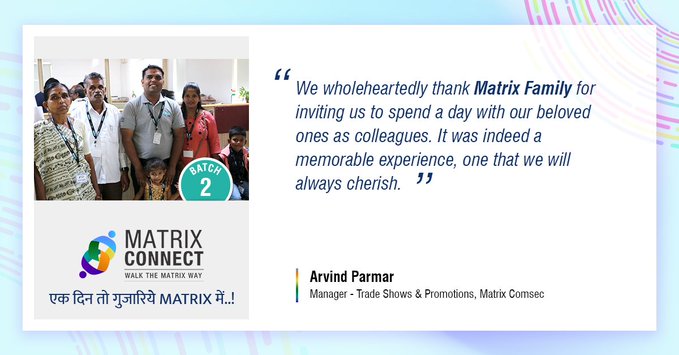 Matrix_SATATYA's tweet image. By being ‘An Employee for a Day’, families of our employees live the life of their loved ones with Matrix family.  Here's a glimpse of #emotions from the third batch! 
#MatrixConnect  #Gratitude #Families #GrowthPartners #WorkCulture  #OfficeCulture #MatrixComsec
