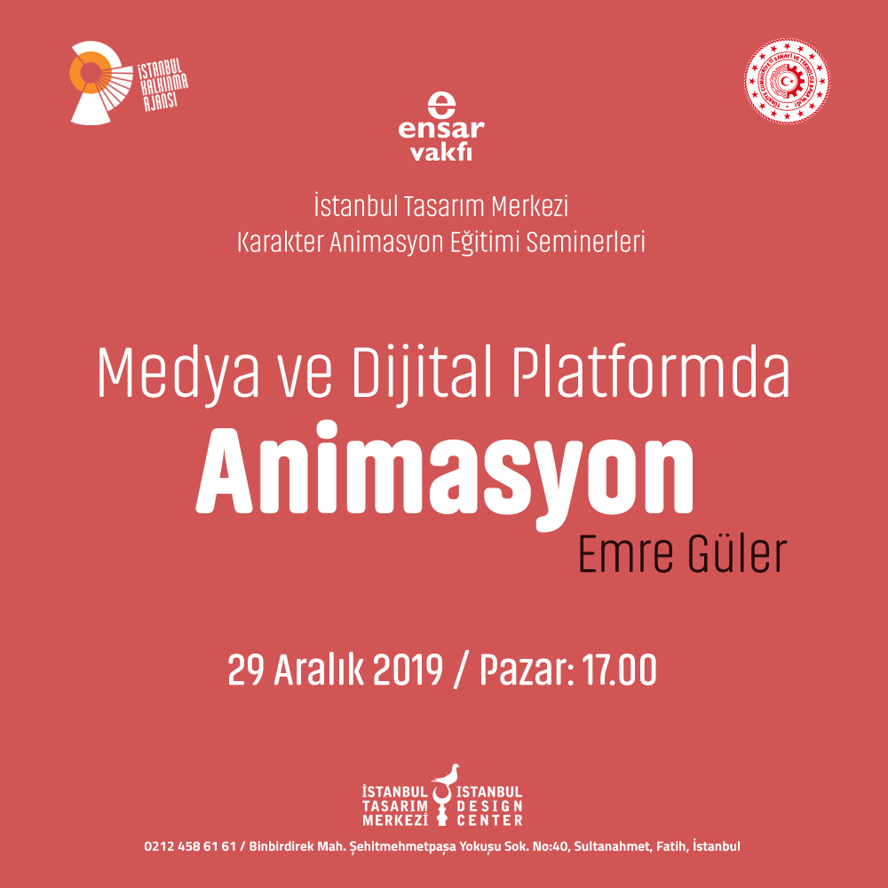 itmanimasyon's tweet photo. @istkaorgtr destekli Canlandırma Film ve Oyun Tasarım Atölyesi projesi kapsamında beşincisi yapılacak olan " Emre Güler ile Medya ve Dijital Platformda Animasyon" başlıklı seminerimize davetlisiniz.
Tarih ve Gün: 29 Aralık 2019 Pazar 17.00 
İstanbul Tasarım Merkezi Seminer Salonu https://t.co/YSzJh6IPDK