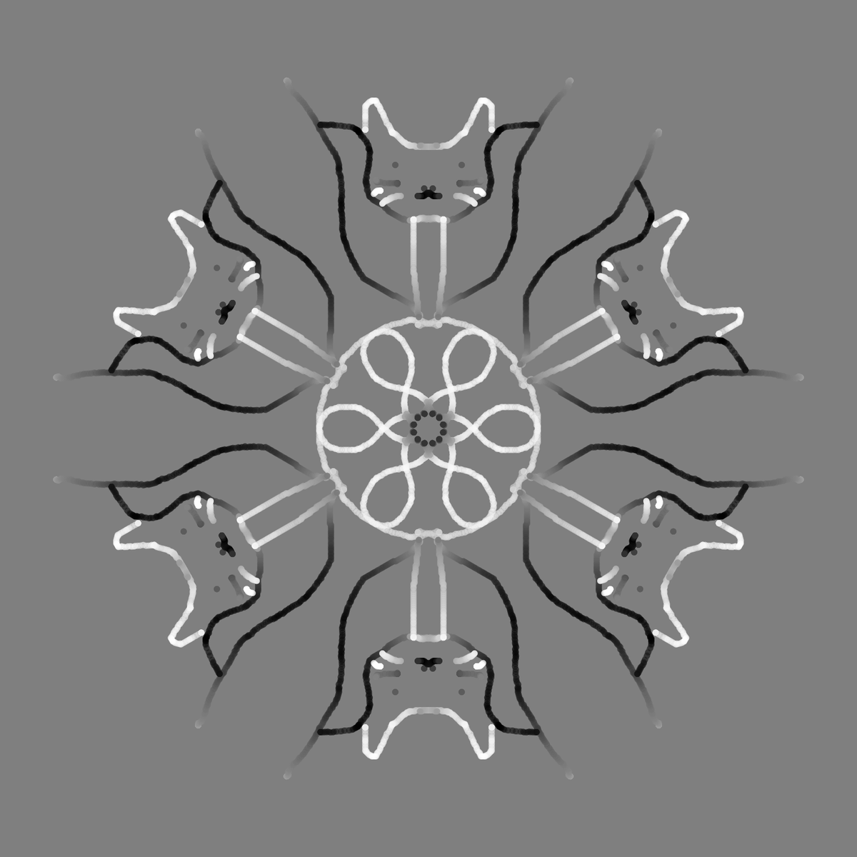 Kaleidoscope nowflake design (with a cat!)