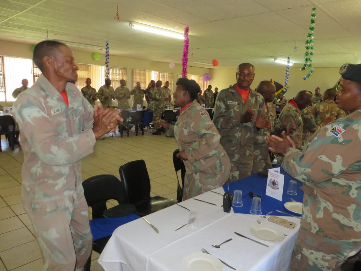 SANDF_ZA's tweet photo. Director Defence Corporate Communication, Brigadier General M.P.M. Mgobozi spend his Christmas Day with the deployed troop in Maluti Ops Base. 

#sandf
#sandf_19
#deployment_19 https://t.co/obKERDKj4K