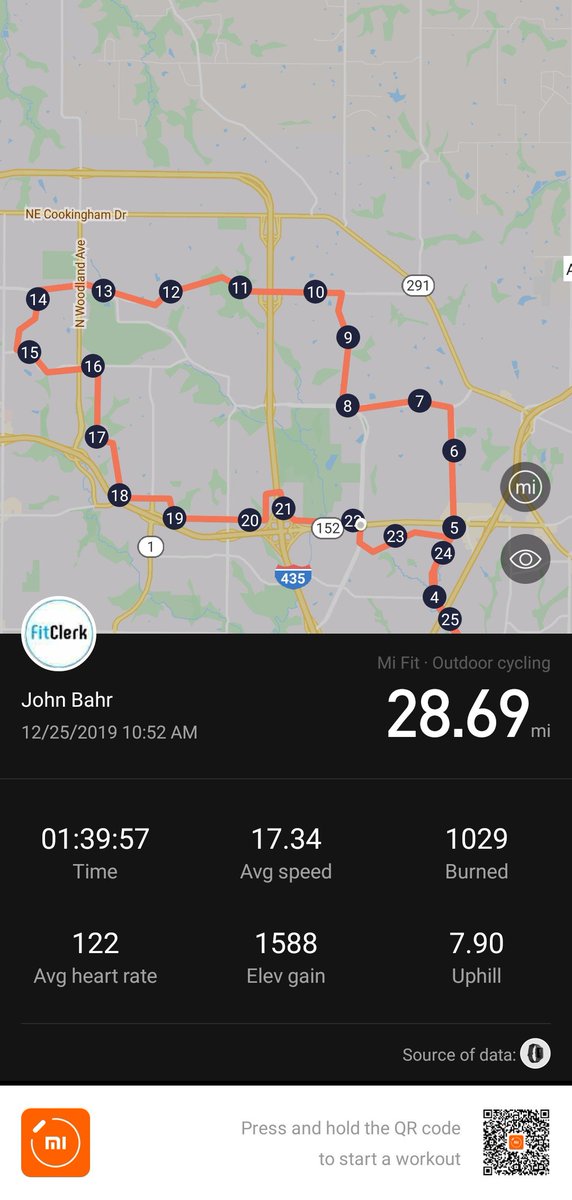 FitClerk's tweet photo. 2 week layoff due to strained left knee ligaments/tendon...
Finally, abe to exercise #outdoors 

#bike 28.7 mile with 18 mph S winds w 63F, 52% humidity.  Unbelievable weather!  Will Jan include polar vortex?

Delay #running for another week??
Season greetings! https://t.co/ymUPH4Vkxo