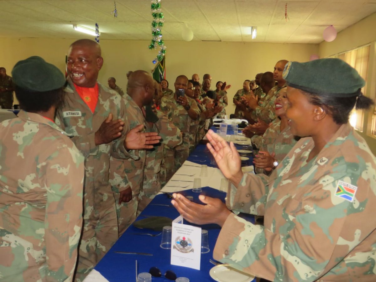 SANDF_ZA's tweet photo. Director Defence Corporate Communication, Brigadier General M.P.M. Mgobozi spend his Christmas Day with the deployed troop in Maluti Ops Base. 

#sandf
#sandf_19
#deployment_19 https://t.co/v0bu0Lvxhd