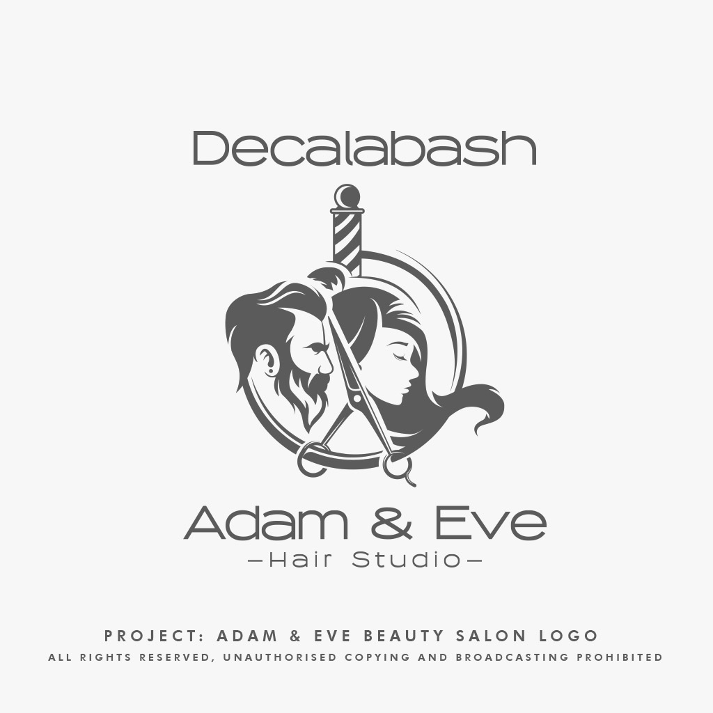 AyandaCreativeS's tweet photo. (2019) Decalabash Adam &amp; Eve Hair Studio ®

#logo #logodesigner #hairstyle #haircolor #salon #clean #graphicdesign #creativity #CreateWithLove #GraphicDesigner https://t.co/Rw2tQgCrud