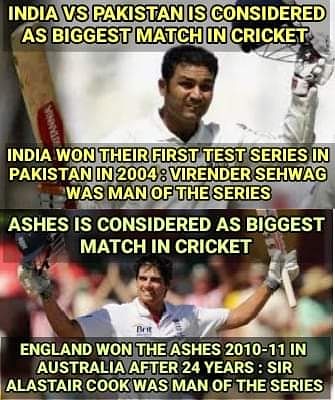 VSehwagFansFort's tweet photo. #INDvPAK is considered as bgst rivals - India won their first test series in Pak in 2004 & @virendersehwag was Man of the series!
#Ashes is considered as bgst mtch btwn #ENGvAUS - Eng won the Ashes 2010-11 in Aus after 24 years & Cook was MOS.
Legends for a reason - Viru & Cook https://t.co/Xmwv3bU6lD