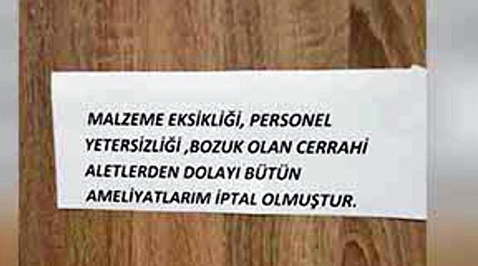 'Malzeme eksikliğinden ameliyatlarım iptal olmuştur' yazısı asan doktora soruşturma
bit.ly/2s7asOt