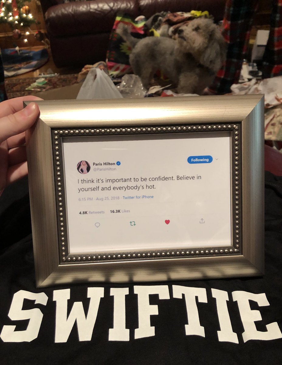 housewivesmilfs's tweet image. My sisters got me a framed @ParisHilton tweet for Christmas. They know me