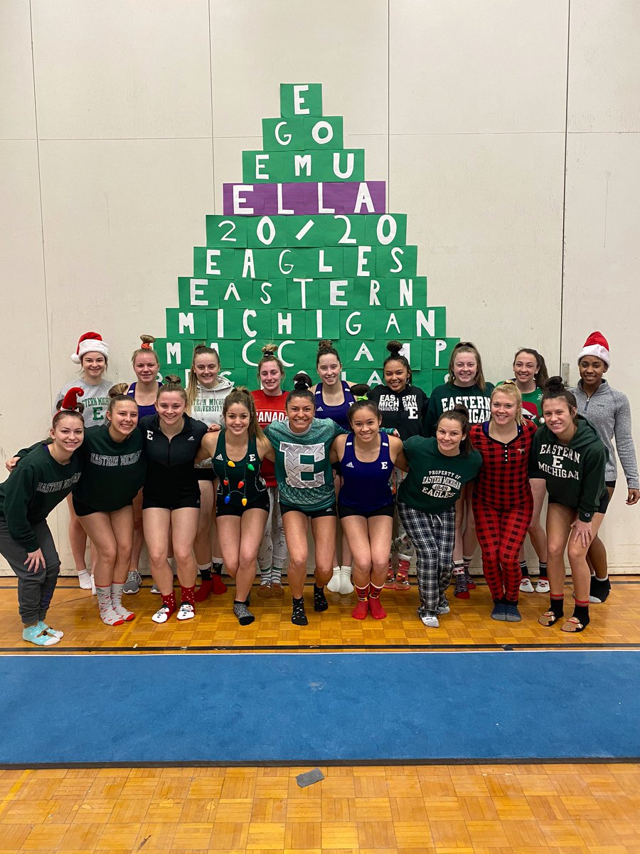 EMUGym's tweet photo. HAPPY HOLIDAYS from your EMU Gymnastics family!🎄❄️🎊💜💚 #emugym #2020 #onEvision https://t.co/LokNNzWWr7
