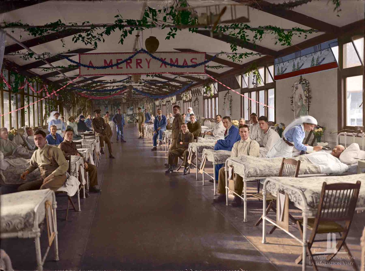 FlandersWW1's tweet photo. Views taken on #ChristmasDay 1917, at Duchess of Connaught Red Cross Hospital, Taplow. Canada.

Dept. of National Defence / Library and Archives Canada / PA- 005059 (modified from the original) Provided by The Vimy Foundation.

@vimyfoundation 
#WorldWarOne #WW1 #historyincolour https://t.co/4MQgTap5Gx