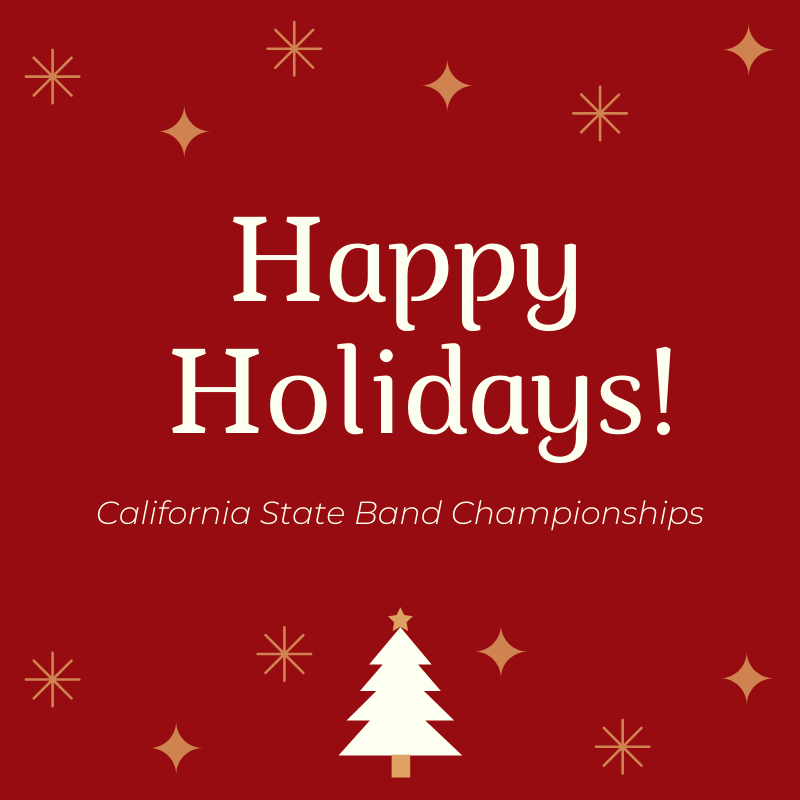 CalBandChamps's tweet photo. Happy Holidays from all of us at California State Band Championships! ππβ #CSBC2019 #WhereChampionsPlay https://t.co/vu3YccKFHN
