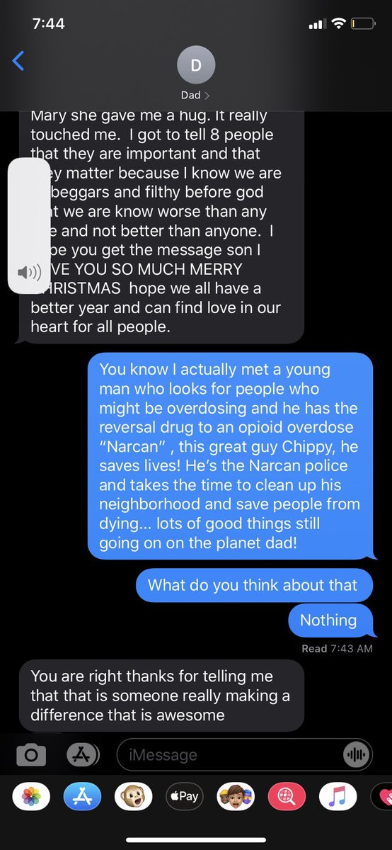 NarcanPolice's tweet photo. Couldn’t find any junkies in the middle class area my parents live in but hope you enjoy this text @goodfrienracid sent to his dad merry Christmas everyone #narcanpolice https://t.co/zcXAM2xBa5