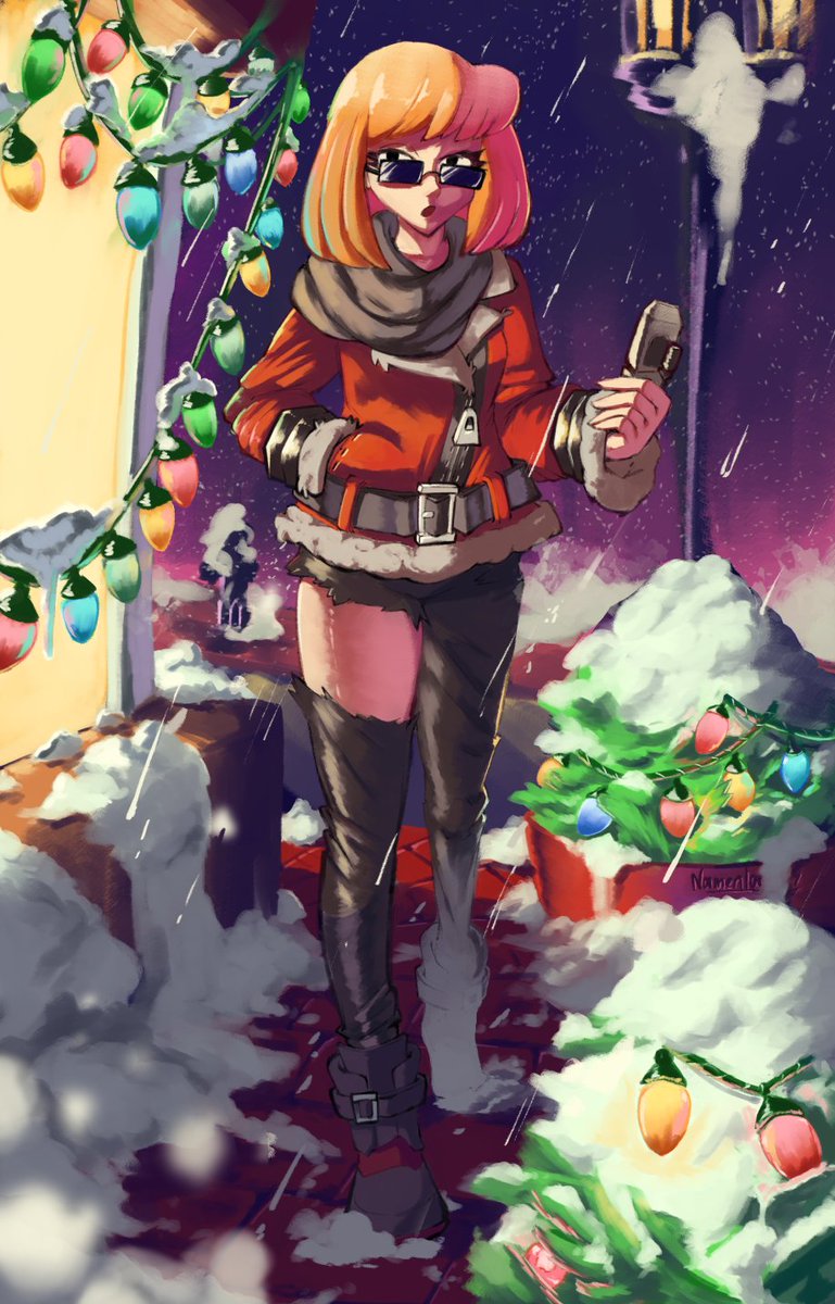 namenroose's tweet image. Adorable government agent takes a stroll on the town on Christmas night.  For @ammonoid9 !!!

newgrounds.com/art/view/namen…