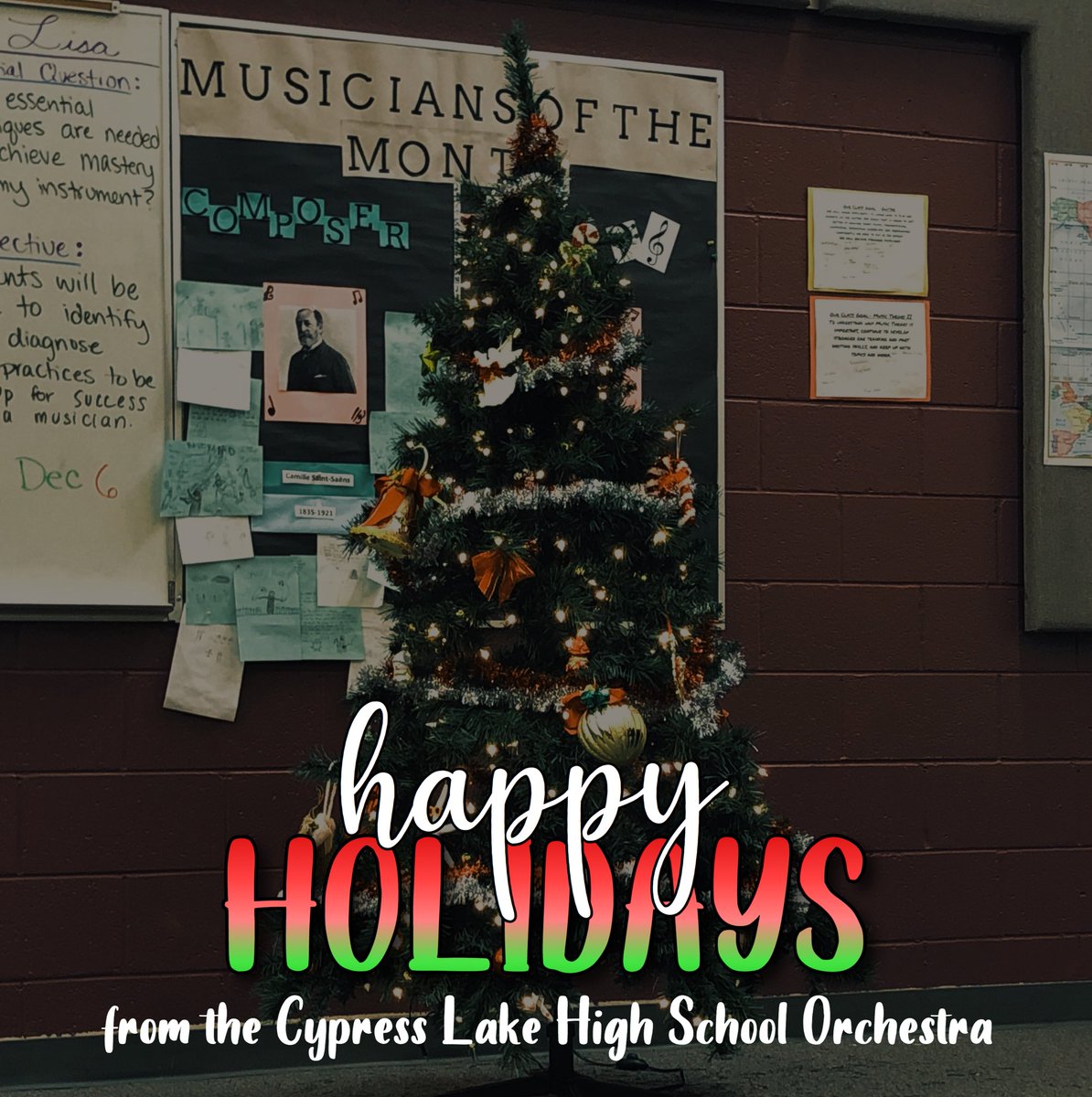 CypressStrings's tweet image. Merry Christmas and Happy Holidays from all of us in the CLHS Orchestra! 🎄 🎁🎉