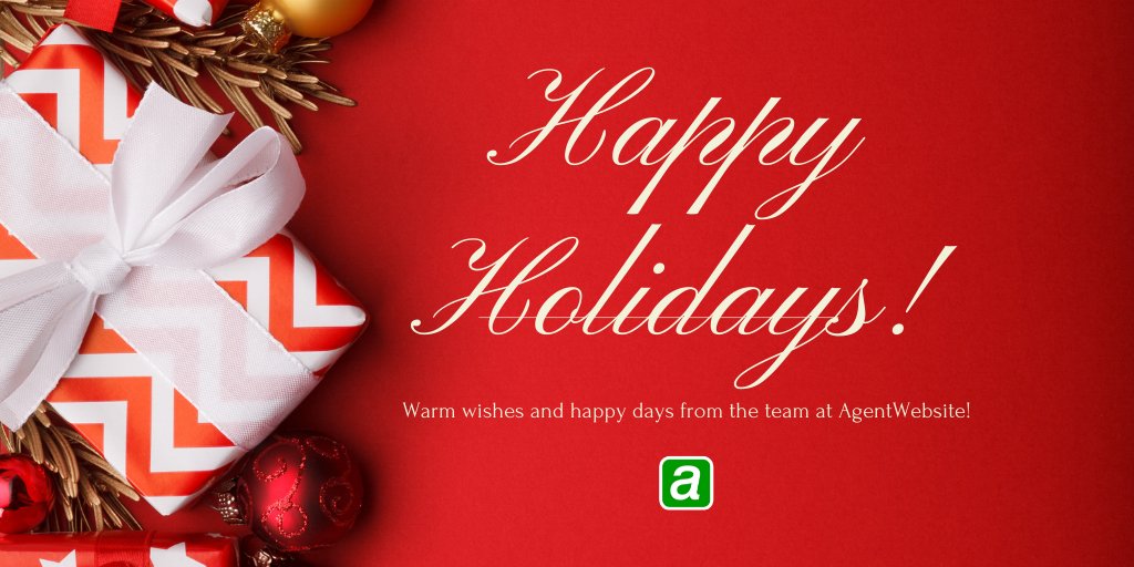 AgentWebsite's tweet image. Happy Holidays! Warm wishes and happy days from the team at AgentWebsite.