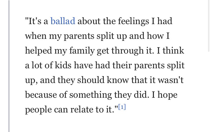 And for those who don’t know this is some background Justin’s parents splitting. And I like that he wrote the song to help other kids who are dealing with this issue, cause it’s such a hard thing to deal with.