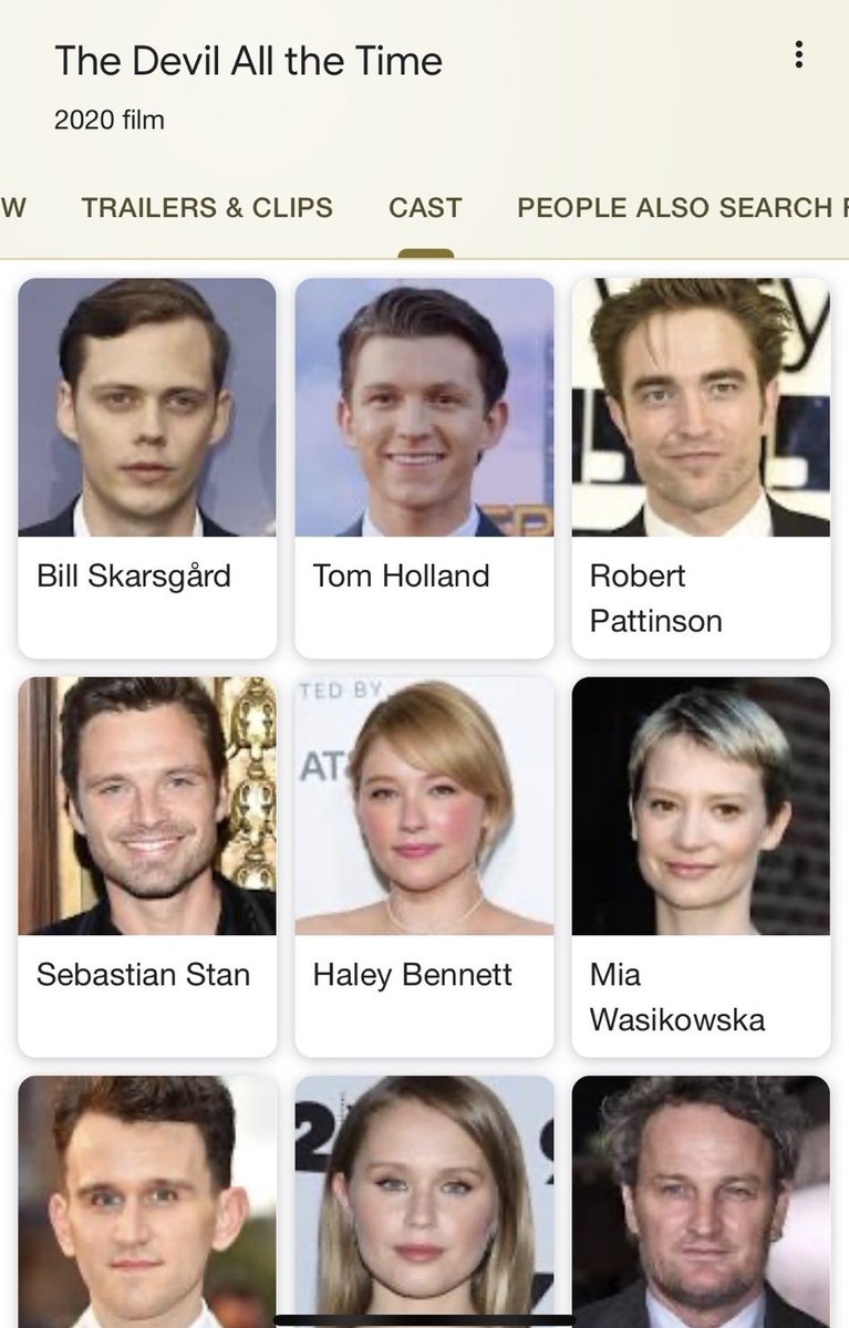 alarituita's tweet photo. ainda me parece um surto o fato de que ano que vem nós teremos um filme com bill skarsgård, tom holland, robert pattinson, sebastian stan e DE QUEBRA mia wasikowska, todos juntos https://t.co/3i09xKfLpG