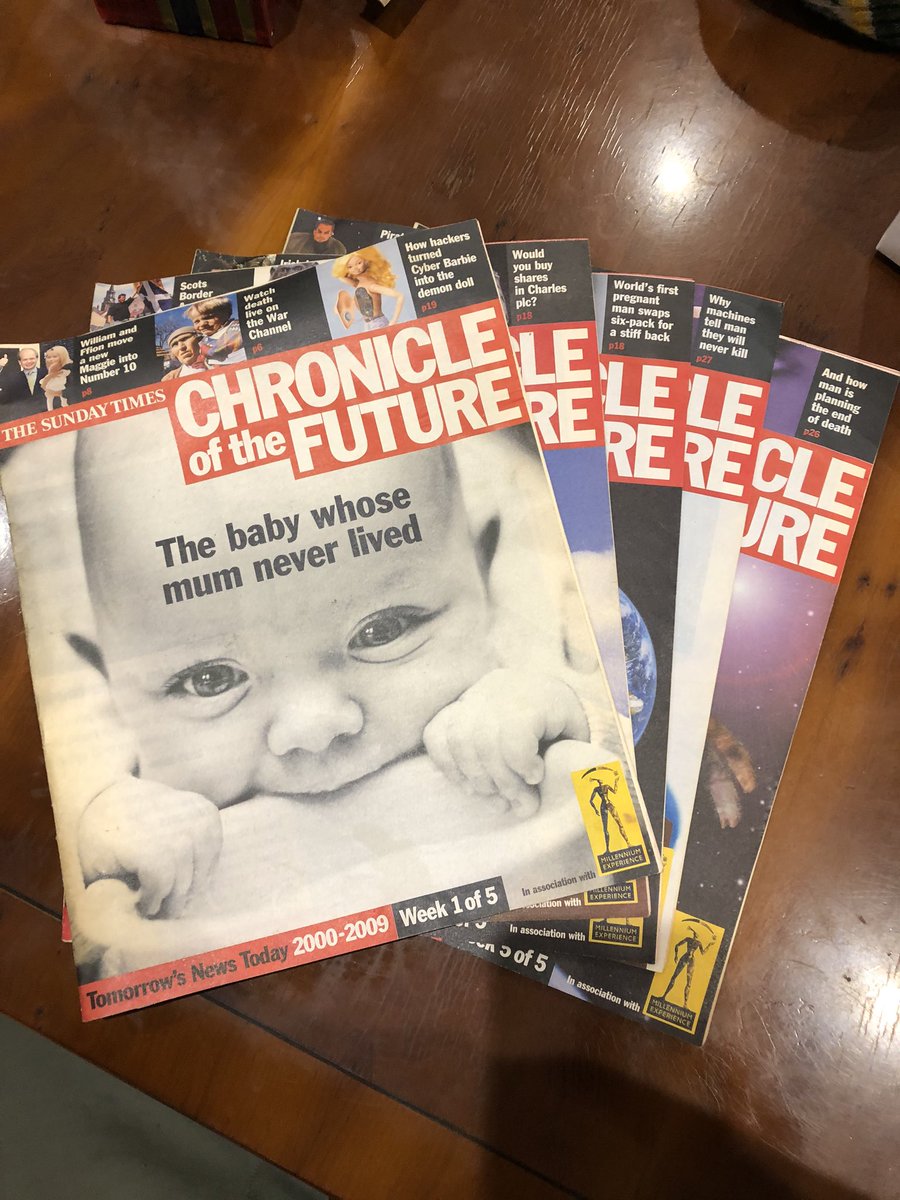 rafiadd's tweet photo. At the turn of the millennium, the Sunday Times published “The Chronicles of the Future” - a decade by decade look at what was to come. As a nerdy 14 year old, I kept it for moments like this. Some select highlights follow /1 https://t.co/c2ZS1ggy7I