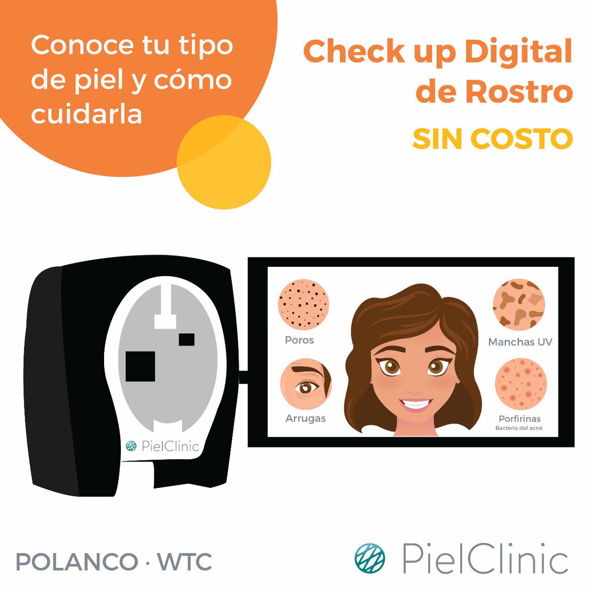 Pielclinic's tweet photo. Nuestro Check up Digital de Rostro te permite conocer el estado actual y la edad real de tu piel, textura, manchas, tamaño de poros, líneas de expresión, fotodaño y un análisis detallado para saber cómo cuidarla. 

#RenuevaTuPiel #FelizMiercoles #Skin #Dermatology #EstudioDigital https://t.co/k1mXfeIICh