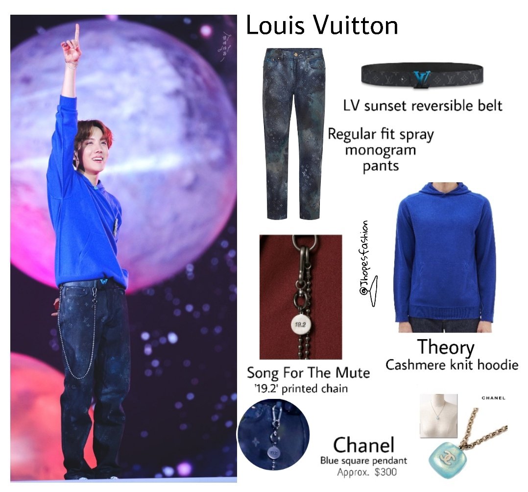 j-hope's closet (rest) on X: J-hope's Louis Vuitton pants and belt, Theory  hoodie, Chanel necklace 191225 - SBS Mikrokosmos #Jhope #제이홉 #Jhopefashion   / X