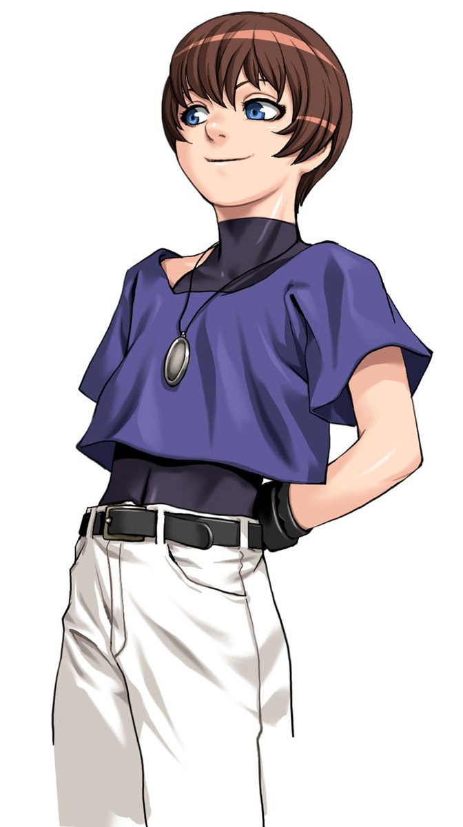 CHRIS (no cool title)Age: 14Country: SwedenTeam: New Faces TeamOrigins: KOF '97also known as "chris of the flaming destiny", chris is the drummer for CYS and the host of orochi's spirit. he wields dark fire and is very fast. he's a shy, cheerful kid, but he can get violent.