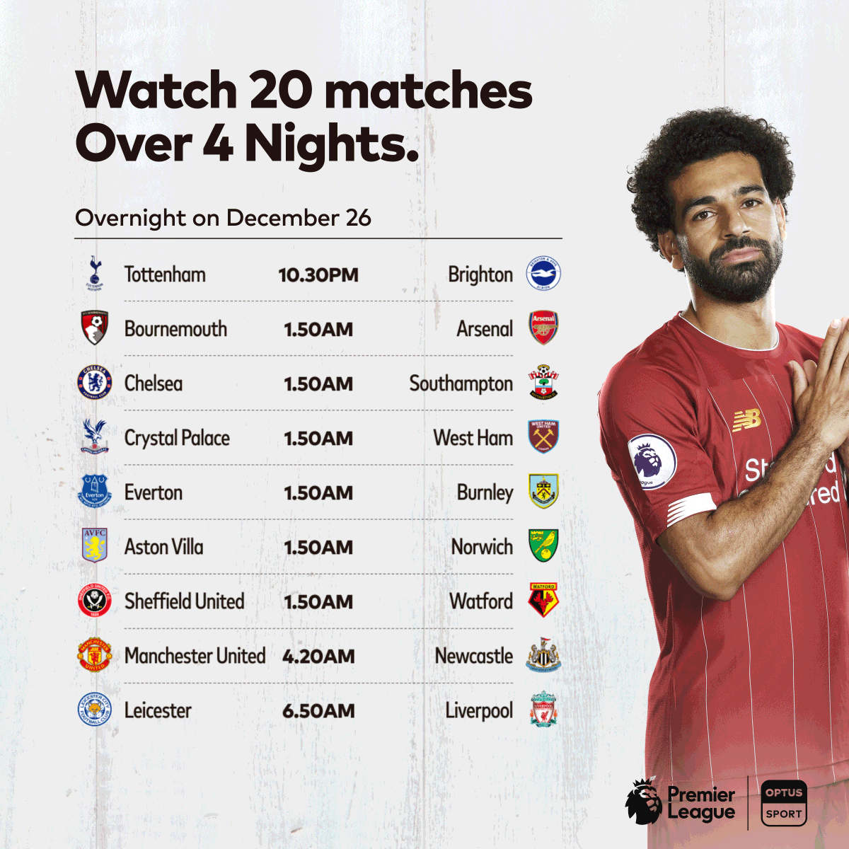 StanSportFC's tweet photo. Happy #BoxingDayNight, football fans! 😍 

Get ready to tuck into 2️⃣0️⃣ #PremierLeague games over 4️⃣ huge nights on #OptusSport! https://t.co/YdgByi3nNv