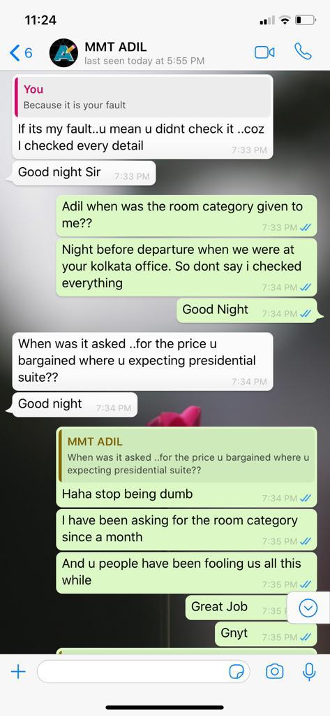 jain92abhi's tweet photo. @makemytripcare @deepkalra
#3 We were told that children will be given extra bed. But we got only four family room and other 5 rooms were so small that no extra bed could be put up. We wasted our 3 hrs standing at hotel lobby helpless and no resolution.
#saynotoMMT #boycottMMT https://t.co/RMInBqypJD