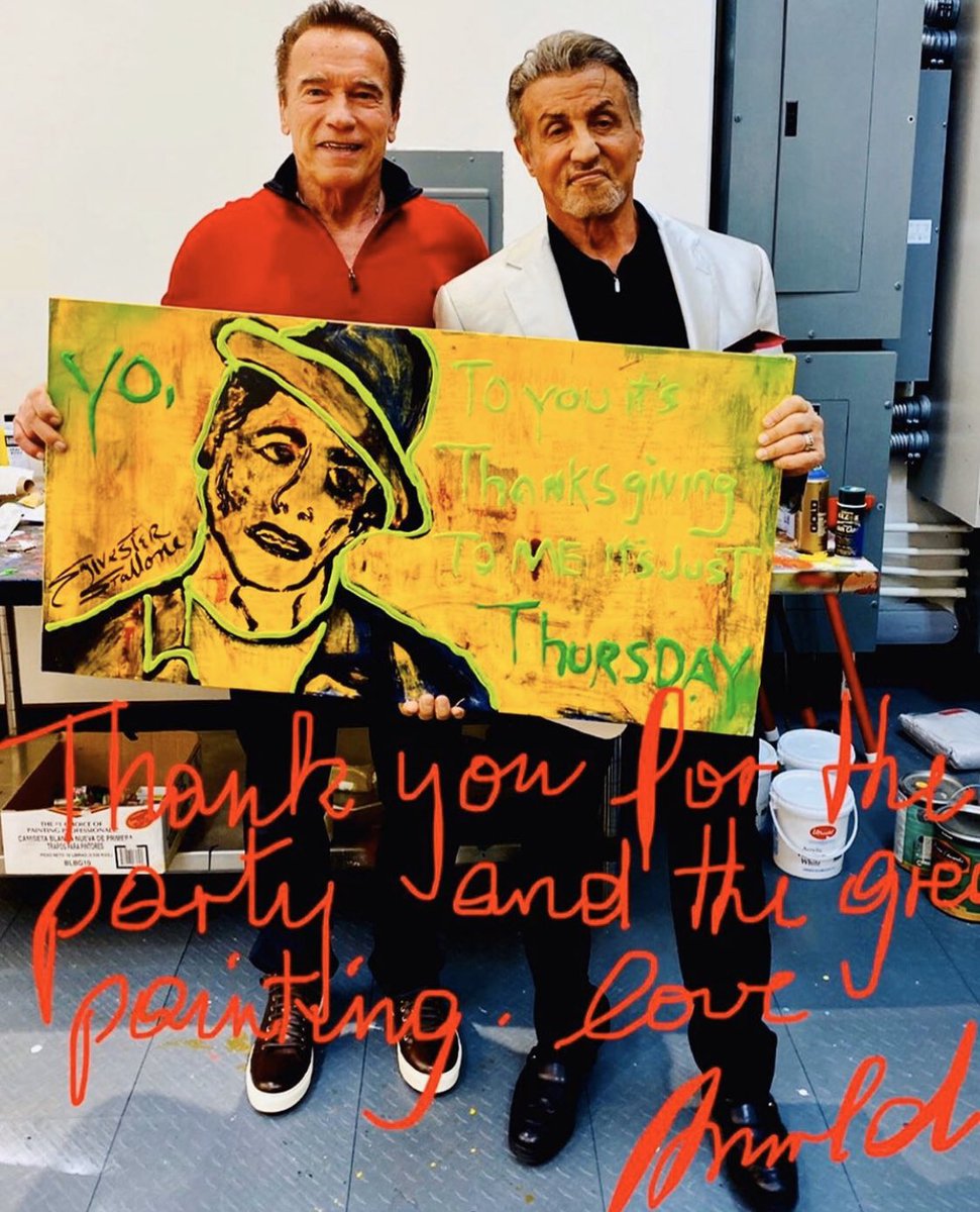 Arnold was over last night for a Christmas Eve get together and I gave him this paining that I am proud to say is going to be auctioned off at his upcoming charity event in Europe.