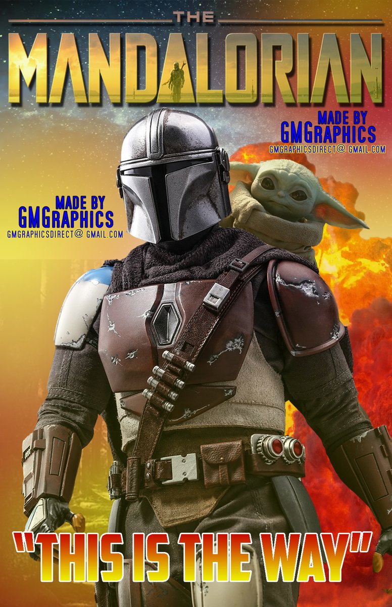 GriffinStuff44's tweet photo. @starwars @themandalorian #BabyYoda @StarWarsGames 
We made a Mandalorian poster concept art. And Yes, we included Baby Yoda!🤔👀😎 #TheMandalorian https://t.co/X6Povd8HEp