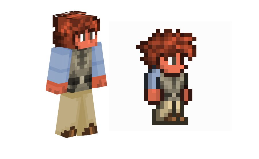 I made the Terraria default character as a Minecraft skin. pic.twitter.com/...