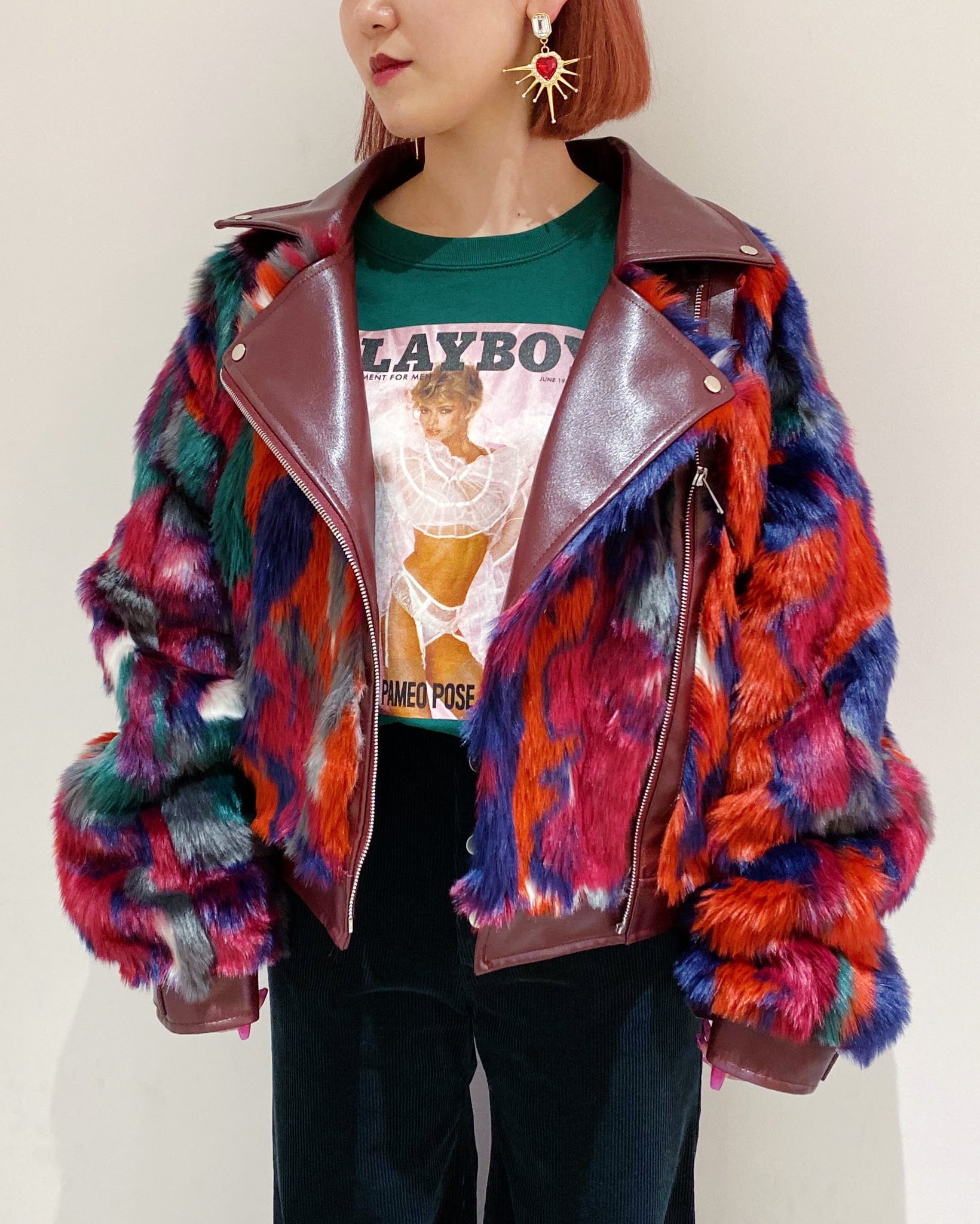 PAMEO POSE FLUFFYLETTER BLOUSON ボアジャケット-