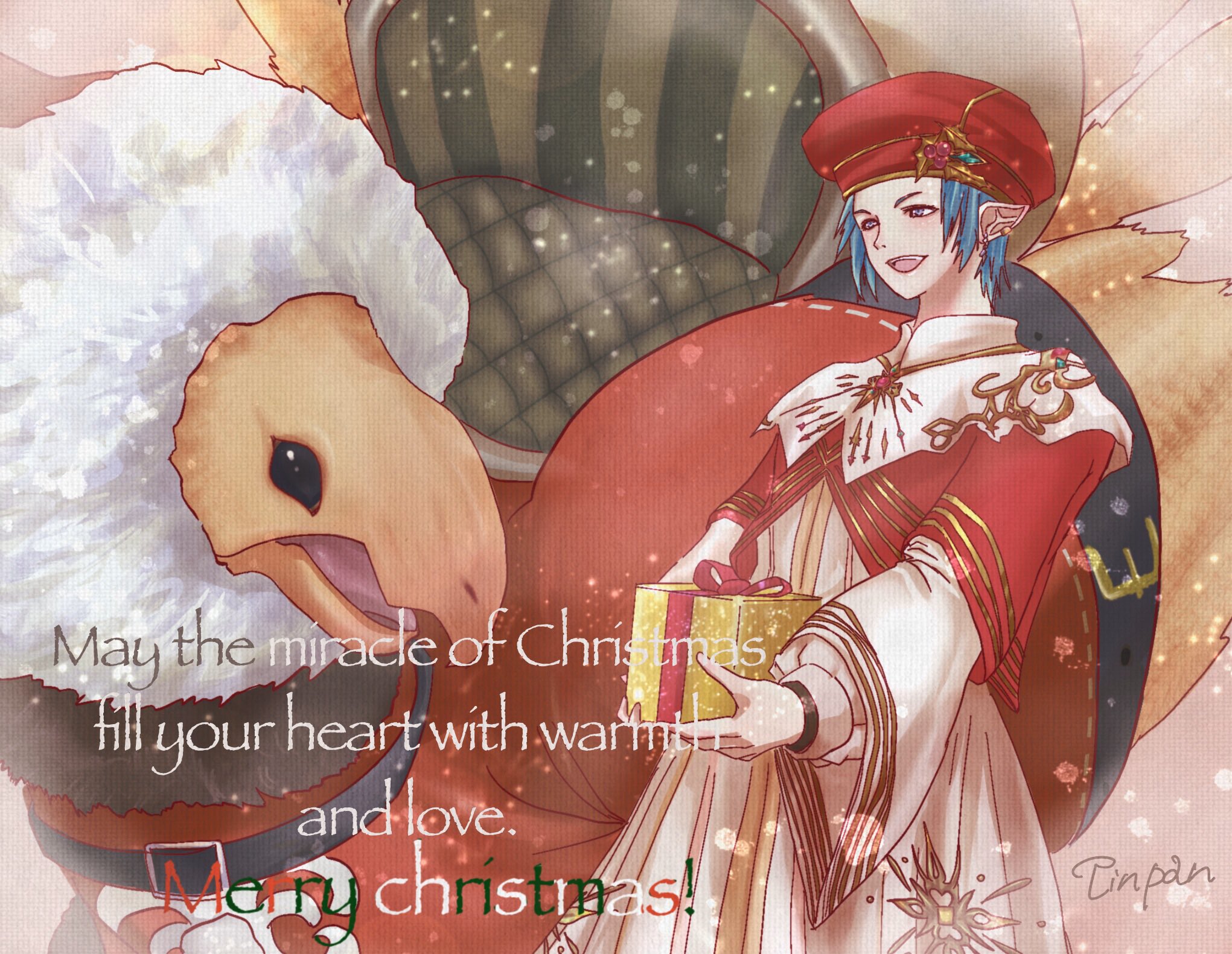 Harukaze Atomos Pinpanxdrawing クリスマスイラスト チョコボ とのコラボを選んでくれてありがとう いいよね チョコボ バディ感大事よね なんとなくポケモンのパートナー的な空気を持ち込むww 素敵なイラストありがとう Twitter
