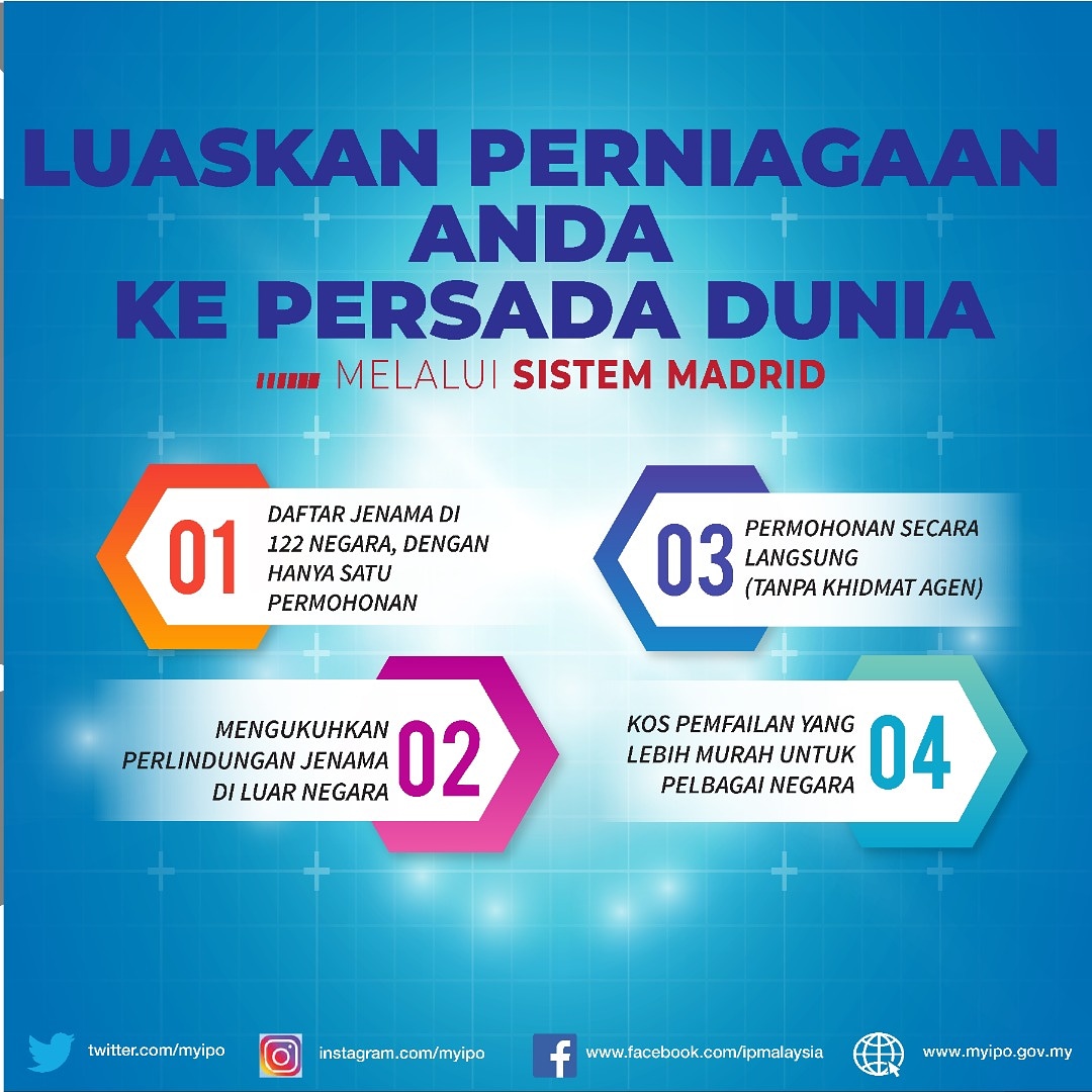 myipo's tweet image. ESOK SISTEM MADRID AKAN MULA DILAKSANA.

Kunjungi kaunter khidmat pelanggan kami di seluruh negara.

#sistemmadrid #madridprotocol #wipo @saifnasution @MuezAziz @mykpdnhep @WIPO