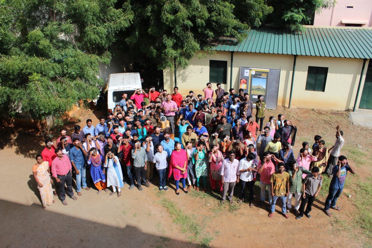inoofficial1's tweet photo. Solar eclipse enthusiasts came to our #IICHEPMadurai campus, Madurai to watch today's #AnnularSolarEclipse. More than 100 students watched the eclipse and visited #miniICAL. π The 2-day event went off on a high-note.
Photo courtesy: Mandar Saraf & Kirti Prakash Sharma #INO https://t.co/XByjUYU9mL