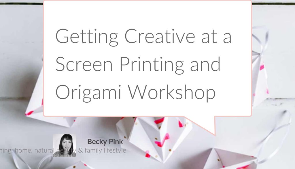 When was the last time you did something creative? I went to a screen printing and origami workshop with <a href="/flat102shop/">flat 102</a> and <a href="/origami_est/">{ Est }</a> recently. It's the perfect way to get creative and come home with something beautiful, that you've made yourself. lttr.ai/Lj0A