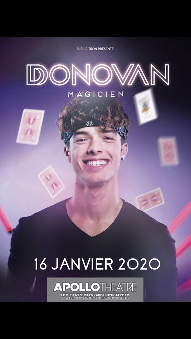 Donovanmagicien's tweet photo. Je joue mon spectacle le 16 janvier à Paris, prenez vos places ici : https://t.co/KUiwmFiBFs https://t.co/cU9ZG5e4ci
