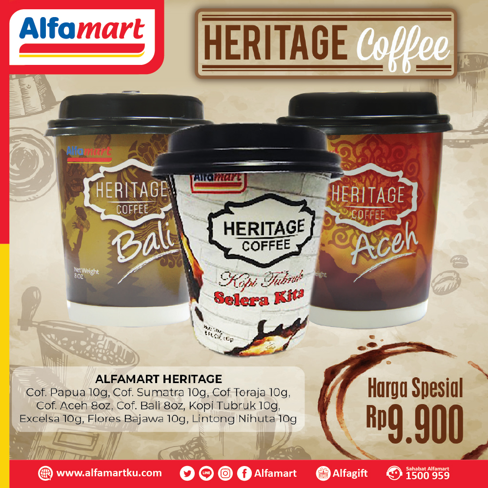 alfamart's tweet image. Kopiku Sehangat senyum mu..
.
Yuk, rasakan kenikmatan HERITAGE Coffee yang bisa Sahabat temui di #Alfamart dengan Rp 9.900 saja.
.
Periode 16 - 31 Desember 2019
#BKUAlfamart
#20thAlfamartuntukIndonesia
#20tahunAlfamartuntukIndonesia