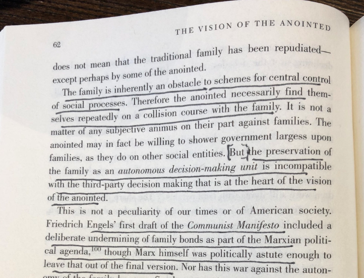 Vision of the Anointed by  @ThomasSowell  https://amzn.to/2PW7pBB “The family is an obstacle to schemes for control...Engels’ 1st draft of the Communist Manifesto included a deliberate undermining of family bonds...Marx was astute enough to leave that out of the final version”