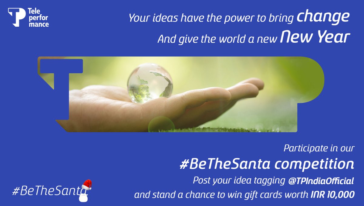 WeAreTPinIndia's tweet photo. Participate in our #BeTheSanta competition, post your idea tagging @TPIndiaOfficial and stand a chance to win gift cards worth INR 10,000. Start thinking and sharing. This is your chance to give the world a new NEW YEAR. https://t.co/FEWGHkM81o https://t.co/16866eVpuJ