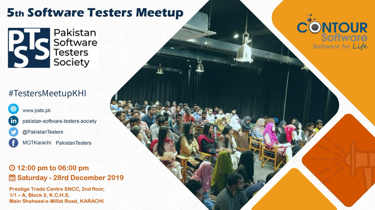 PakistanTesters's tweet image. WE ARE EXCITED! 

Just a couple of days remaining - we shall see you at #TestersMeetupKHI - @ContourSoftware - 28th December 2019 - from 12:00 pm onward.

Organizers: Pakistan Software Testers Society - #PSTS #PakistanTesters