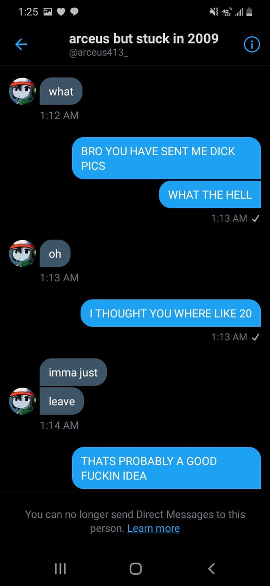 So this happened. keep in mind I had no fucking clue he was 14 i thought he was my age i feel so disgusted right now I literally have a picture of a child's dick I actually wanna go puke
