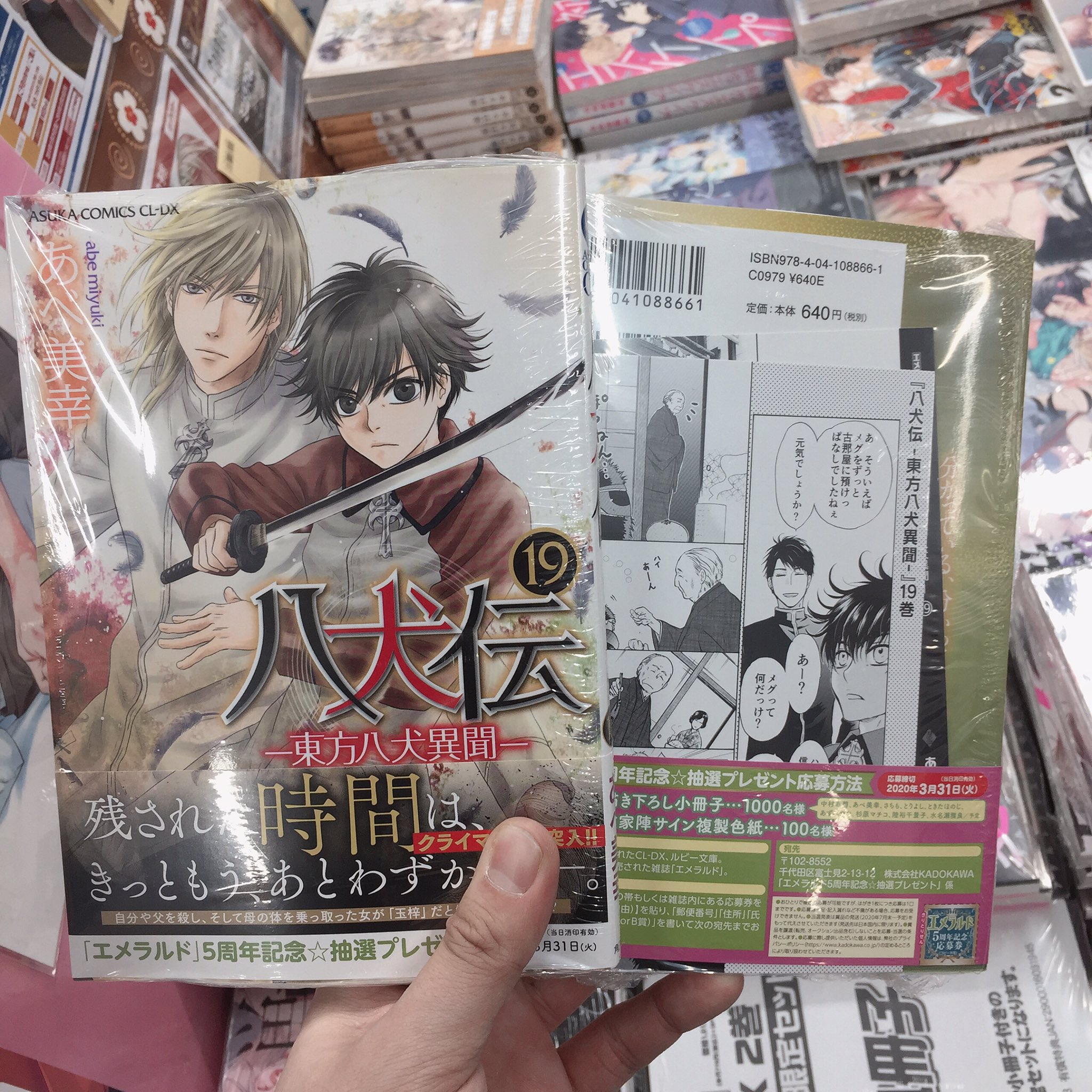 アニメイト天王寺 書籍新刊情報 本日 あべ美幸 先生の 八犬伝 東方八犬異聞 19 が入荷致しました 当店では アニメイト特典 の 描き下ろし漫画カード とエメラルド応援店特典の2種が付いております ぜひお買い求め下さい T Co