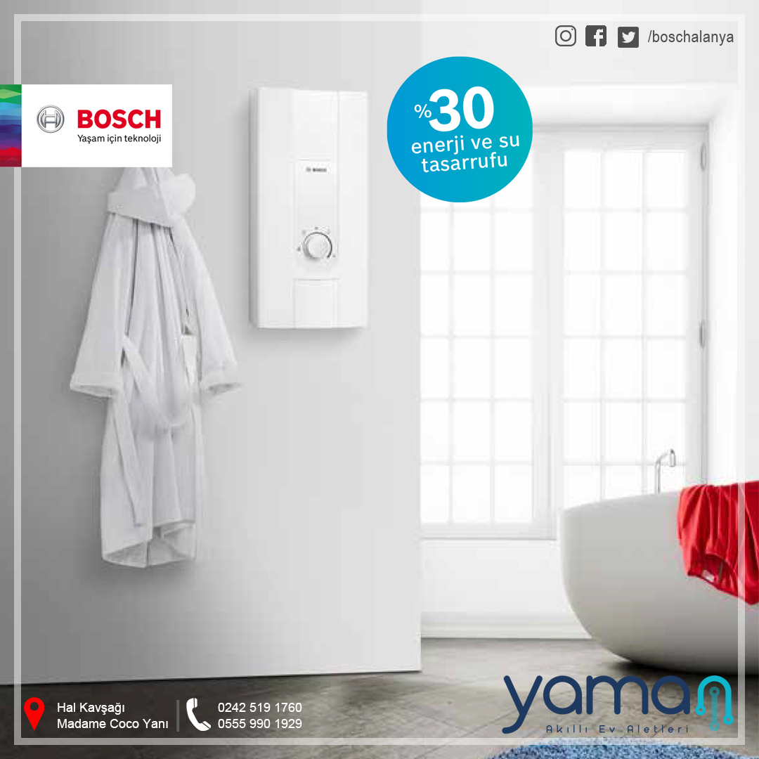 Su sıcaklığı değişmeden duş almanın keyfini çıkarın. Bosch ani su ısıtıcıları; istediğiniz sıcaklıkta suyun, istediğiniz sürece musluktan sıcaklığı değişmeden akmasını sağlar.  🛀
#Bosch #alanya #teknoloji #konfor