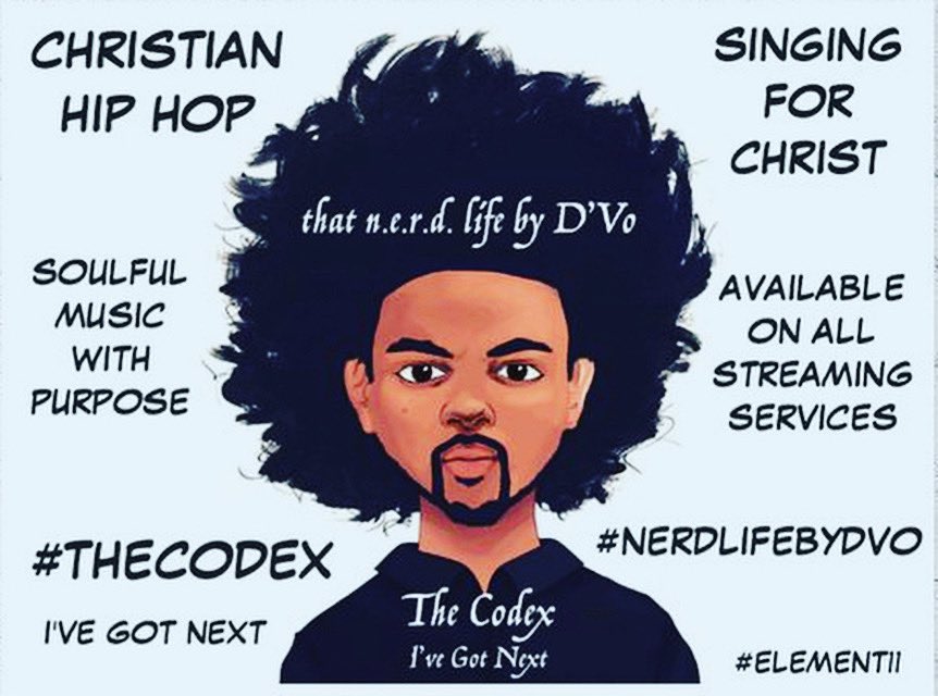 dvothecodex's tweet photo. Available on all streaming services.. https://t.co/w71kCGdXBq #thecodex #chh #singingforchrist #nerdlifebydvo #ivegotnext #element11 #soul #christianhiphop #rap #christsaves #musicwithpurpose https://t.co/WH6s1lcExM