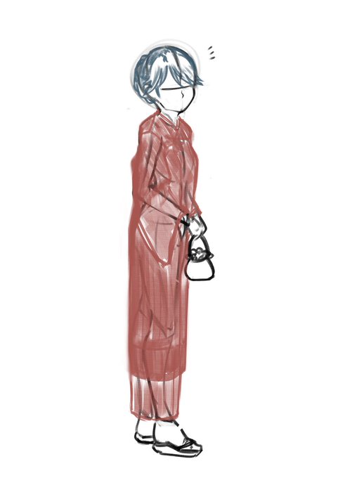 ケッコンしたし、今年の初詣は小紋ですかねぇ…って感じのラフ案。和服むず過ぎよぉ〜!!! 