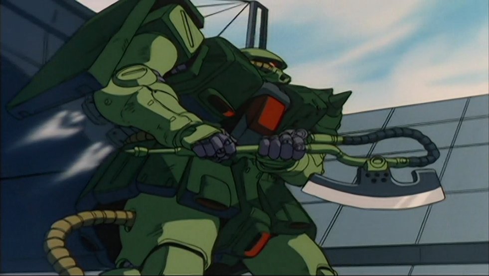 旧ザク その隙にワイズマン伍長 は 奇襲を仕掛け アレックスのガトリング ガンを破壊し アレックスを中破させマッケンジー中尉も負傷させたが 自身も至近距離からの反撃を受けてザク 改は損傷し ワイズマン伍長も負傷した T Co Haok48whd6