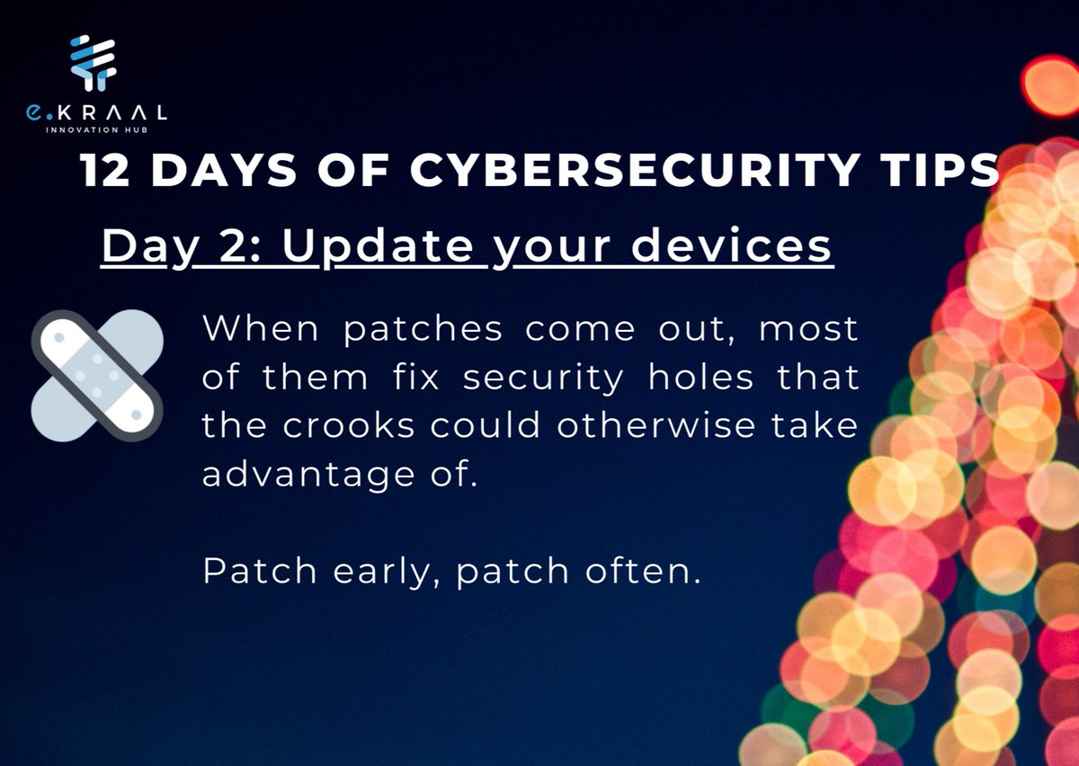 eKRAALhub's tweet image. 🎶On the 2nd day of #Christmas, #eKRAAL gave to me....🎶

Day 2: Update your devices