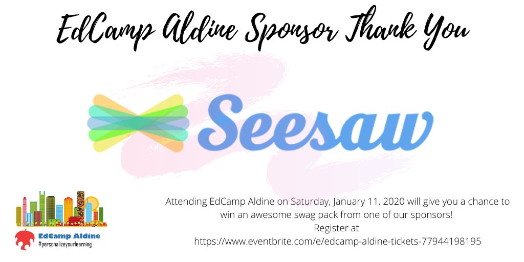 Do you want to win a swag pack from our sponsor, <a href="/Seesaw/">Seesaw</a>? Make sure to register for <a href="/EdCampAldine/">EdCampAldine</a> on 01/11/2019! Register at 
eventbrite.com/e/edcamp-aldin…

#personalizeyourlearning