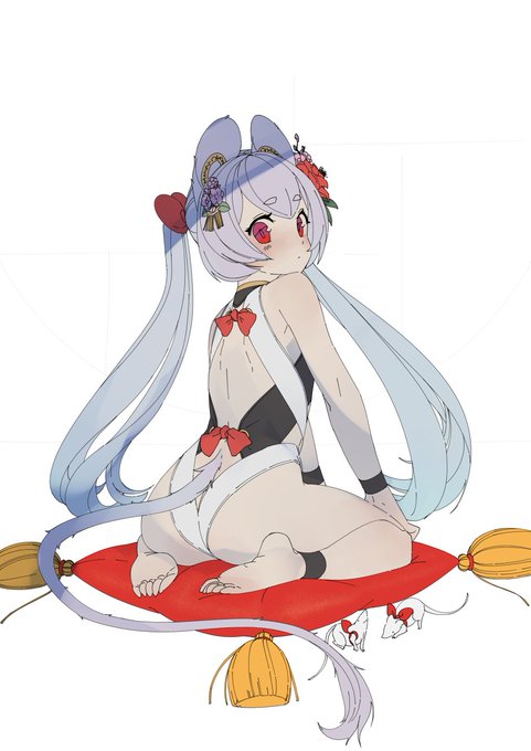 ネズミ娘キャラ配色おわりんこ(`、3_ヽ)_ 1月1日に間に合う気がしない 